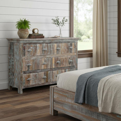 60" White Solid Wood Six Drawer Double Dresser HomeRoots