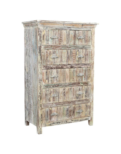 36" White Solid Wood Six Drawer Dresser