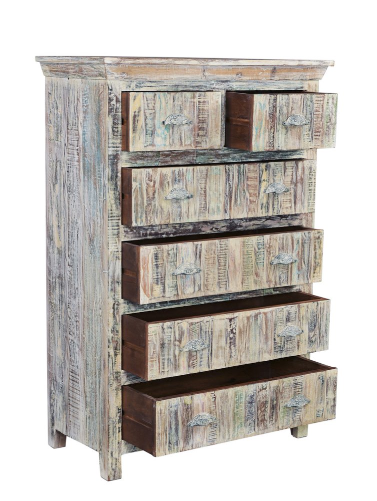36" White Solid Wood Six Drawer Dresser — view 3