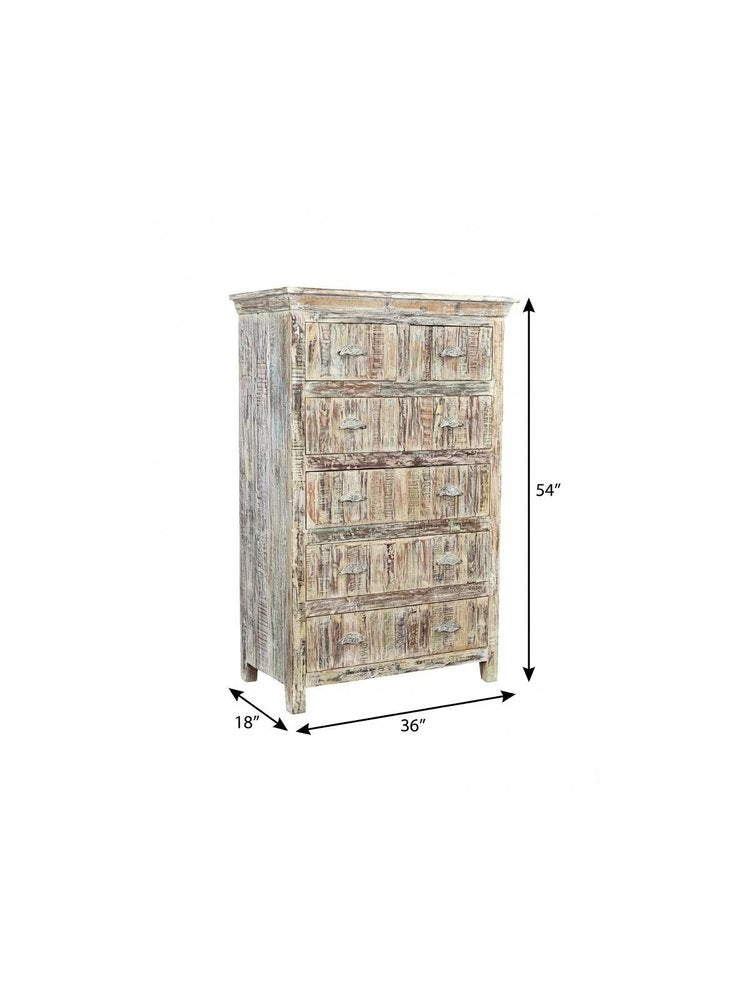 36" White Solid Wood Six Drawer Dresser — view 5