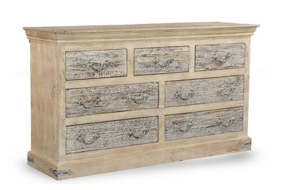 64" White Solid Wood Seven Drawer Double Dresser HomeRoots