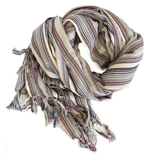 39" X 71" Gray Cotton Plain Weave Striped Turkish Towel Throw Blanket with Tassels HomeRoots