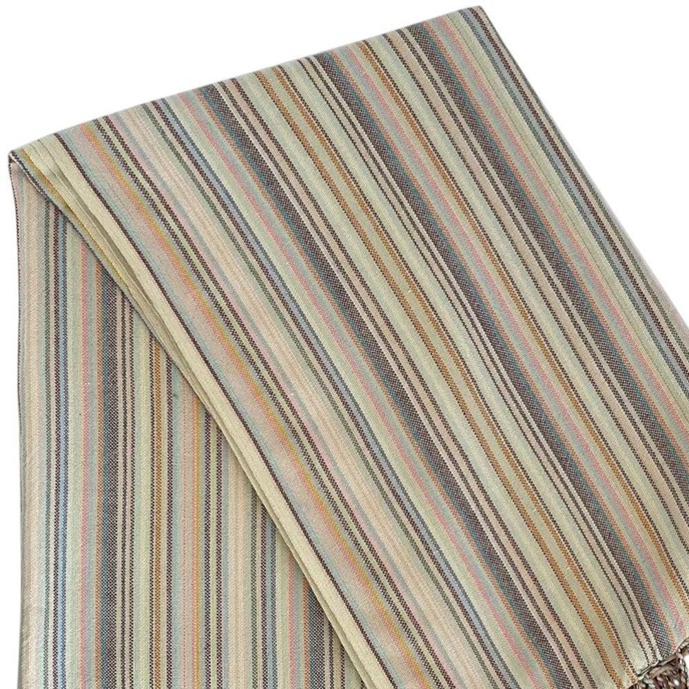 39" X 71" Beige and Pink Cotton Striped Turkish Towel Throw Blanket with Tassels HomeRoots