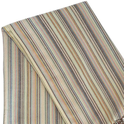 39" X 71" Beige and Pink Cotton Striped Turkish Towel Throw Blanket with Tassels HomeRoots