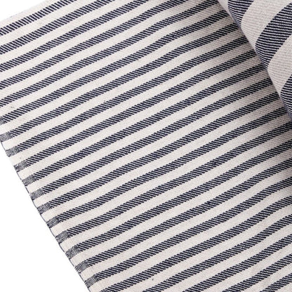 59" X 71" Blue and White Cotton Plain Weave Striped Throw Blanket with Tassels HomeRoots