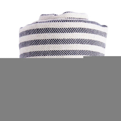 59" X 71" Blue and White Cotton Plain Weave Striped Throw Blanket with Tassels HomeRoots