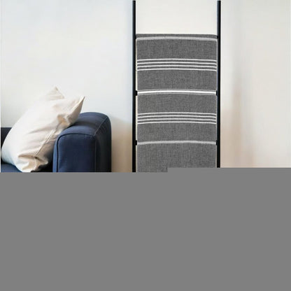 39" X 71" White and Black Cotton Turkish Towel Throw Blanket with Tassels HomeRoots