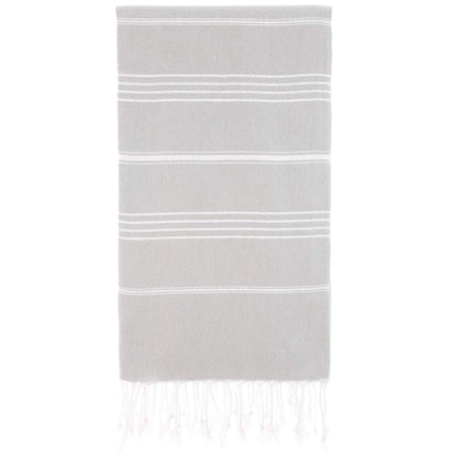39" X 71" Gray Cotton Knitted Striped Turkish Towel Throw Blanket with Fringe