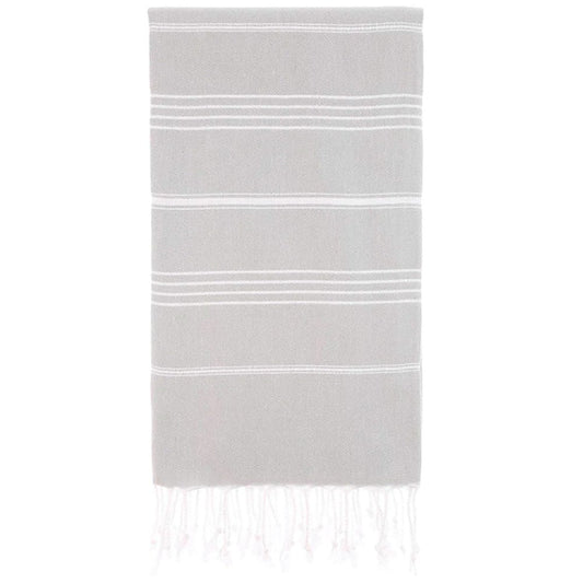 39" X 71" Gray Cotton Knitted Striped Turkish Towel Throw Blanket with Fringe