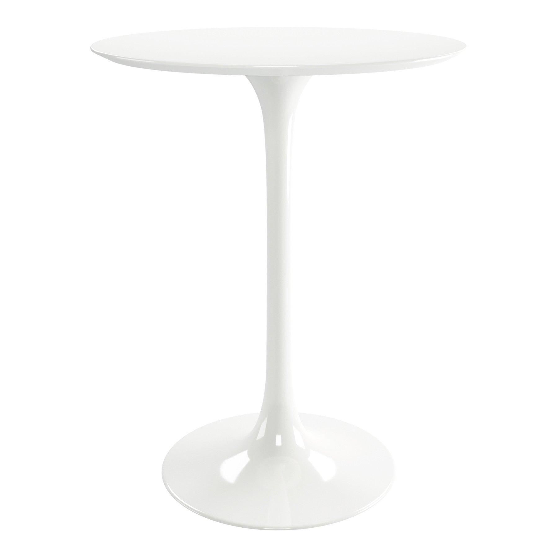 32" White Rounded Fiberglass and Metal Bar Table - FurniFindUSA