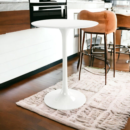 32" White Rounded Fiberglass and Metal Bar Table - FurniFindUSA