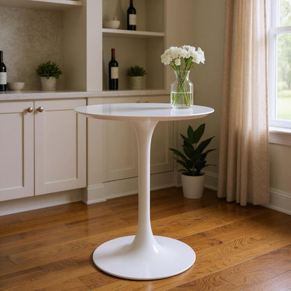 32" White Rounded Fiberglass and Metal Bar Table HomeRoots