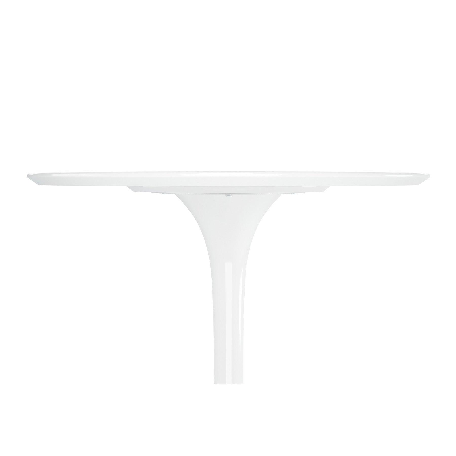 32" White Rounded Fiberglass and Metal Bar Table - FurniFindUSA