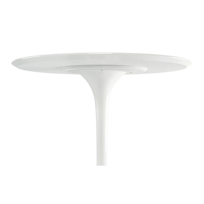 32" White Rounded Fiberglass and Metal Bar Table - FurniFindUSA