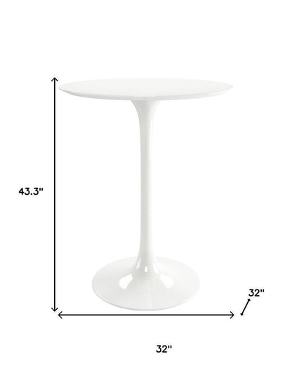 32" White Rounded Fiberglass and Metal Bar Table HomeRoots