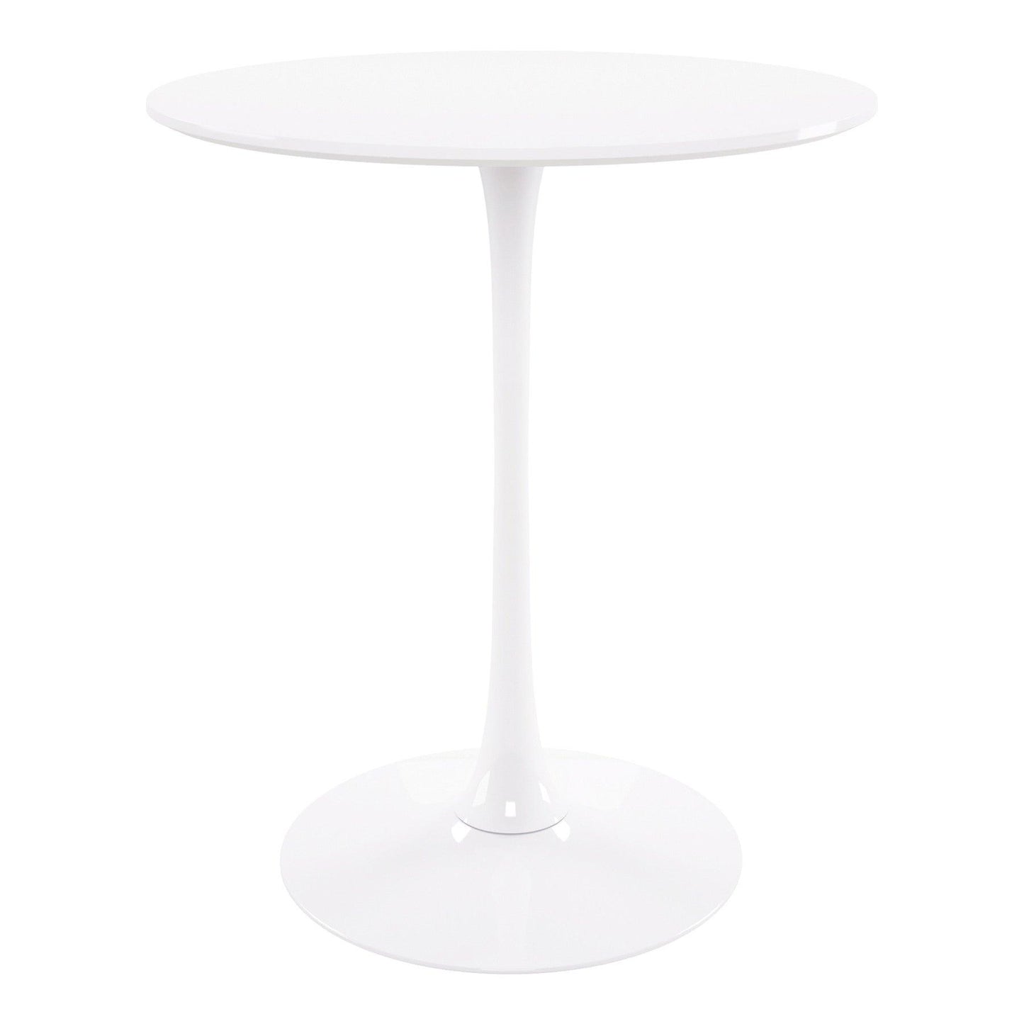 36" White Rounded Manufactured Wood and Metal Bar Table - FurniFindUSA
