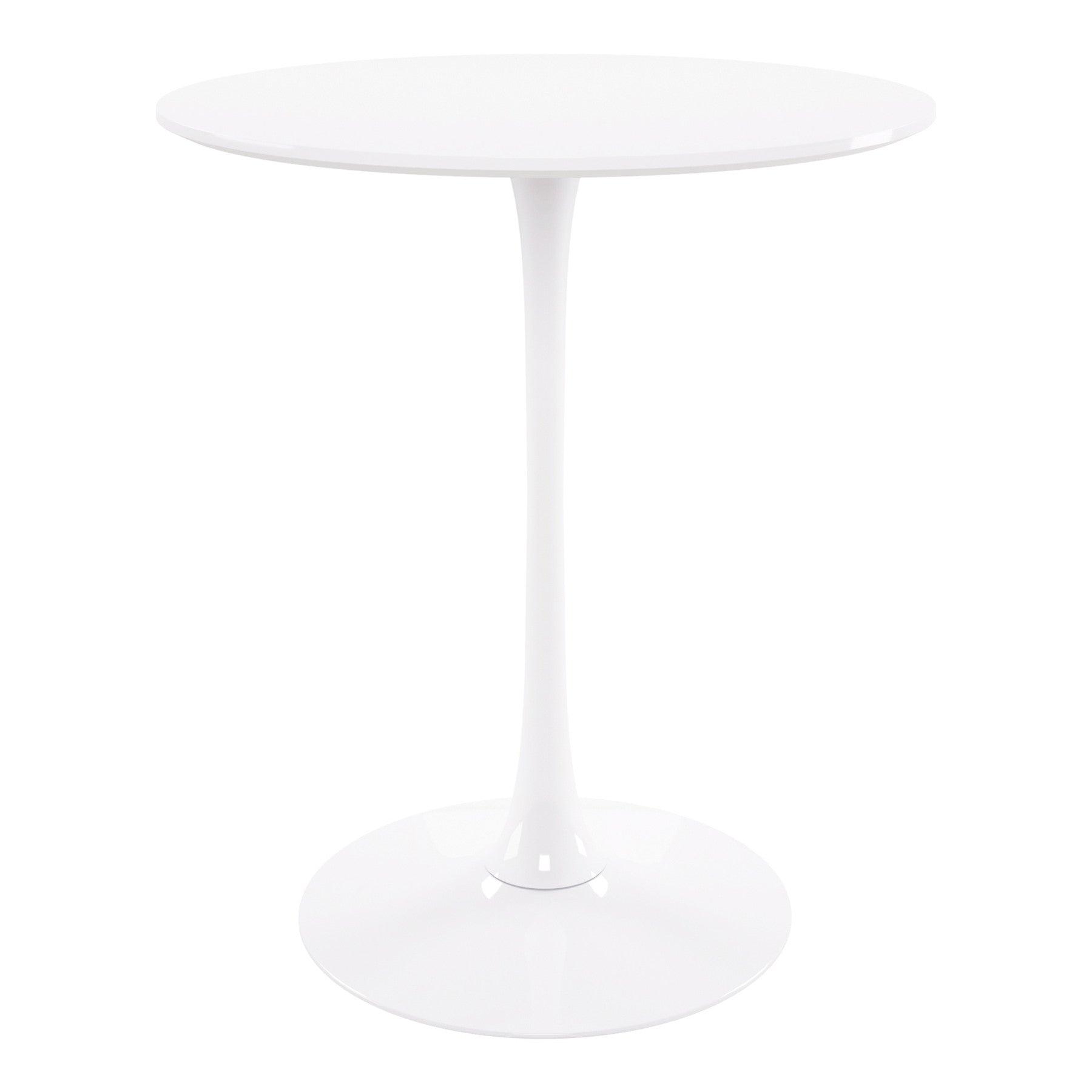 36" White Rounded Manufactured Wood and Metal Bar Table - FurniFindUSA