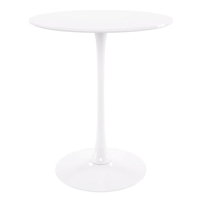 36" White Rounded Manufactured Wood and Metal Bar Table - FurniFindUSA