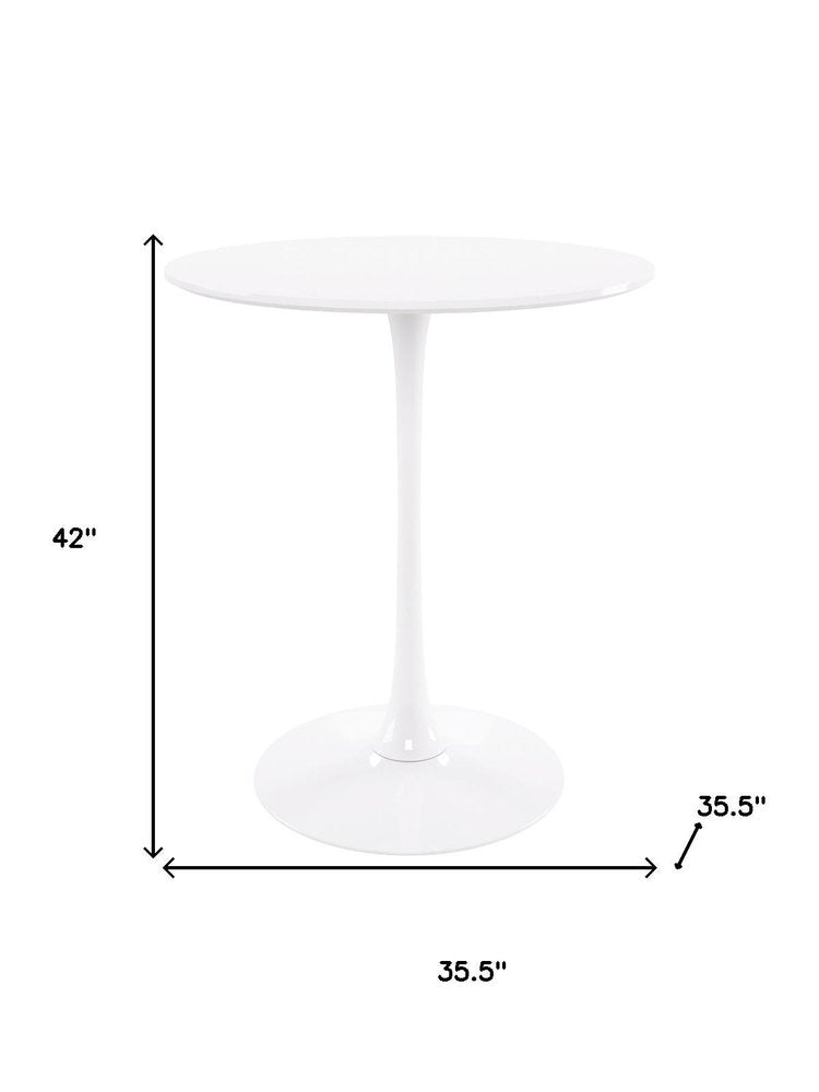 36" White Rounded Manufactured Wood and Metal Bar Table HomeRoots