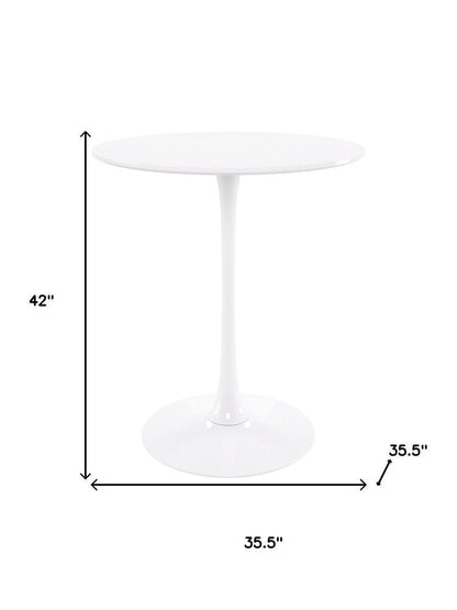 36" White Rounded Manufactured Wood and Metal Bar Table HomeRoots