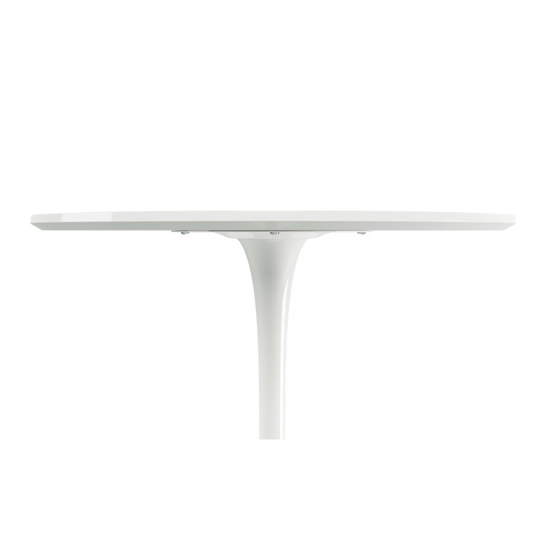 36" White Rounded Manufactured Wood and Metal Bar Table - FurniFindUSA