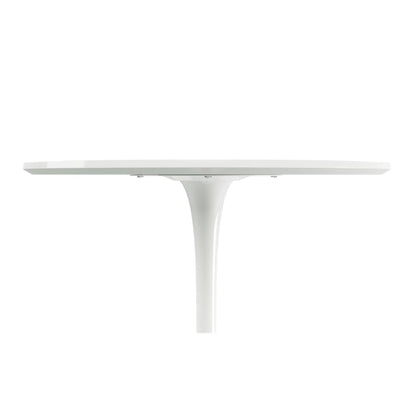 36" White Rounded Manufactured Wood and Metal Bar Table - FurniFindUSA