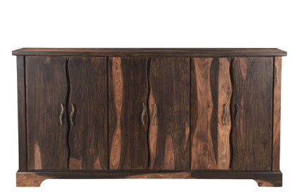 72" Dark Brown Solid Wood Live Edge Sideboard with Six Doors HomeRoots