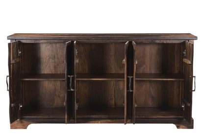 72" Dark Brown Solid Wood Live Edge Sideboard with Six Doors HomeRoots