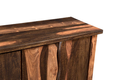 72" Dark Brown Solid Wood Live Edge Sideboard with Six Doors HomeRoots