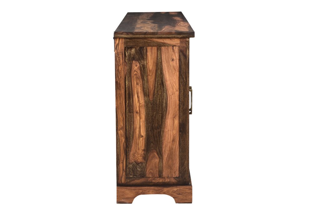 72" Dark Brown Solid Wood Live Edge Sideboard with Six Doors HomeRoots