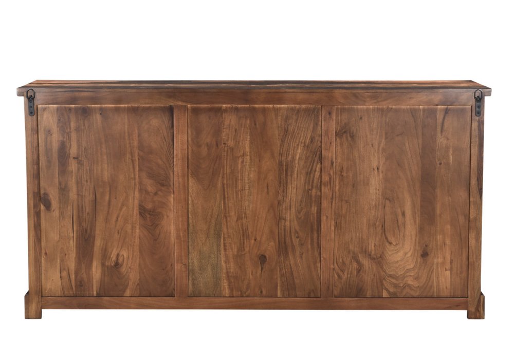 72" Dark Brown Solid Wood Live Edge Sideboard with Six Doors HomeRoots