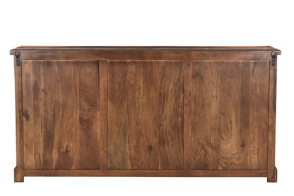72" Dark Brown Solid Wood Live Edge Sideboard with Six Doors HomeRoots