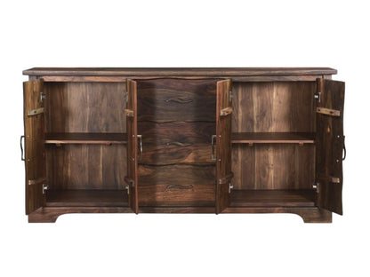 72" Dark Brown Solid Wood Live Edge Three Drawer Sideboard With Four Doors HomeRoots