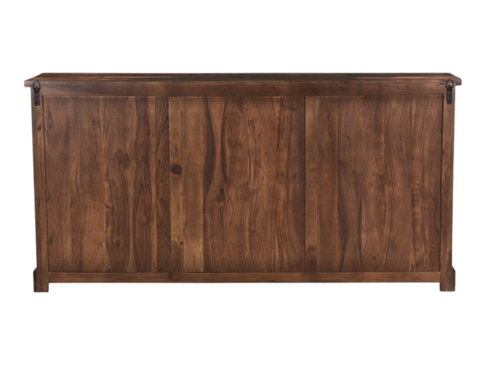 72" Dark Brown Solid Wood Live Edge Three Drawer Sideboard With Four Doors HomeRoots