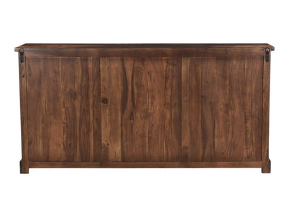 72" Dark Brown Solid Wood Live Edge Three Drawer Sideboard With Four Doors HomeRoots