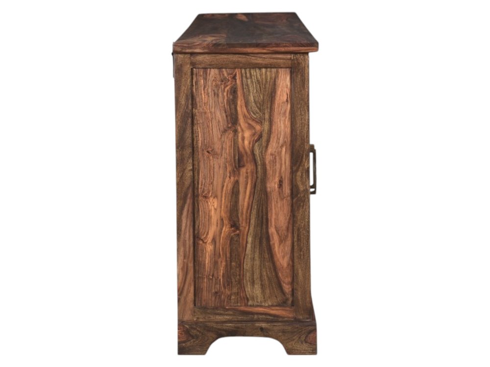72" Dark Brown Solid Wood Live Edge Three Drawer Sideboard With Four Doors HomeRoots