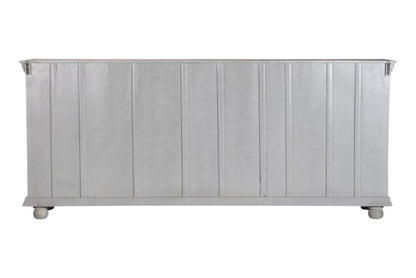 102" Gray Distressed Solid Wood Carved Floral Four Drawer Sideboard With Four Doors HomeRoots
