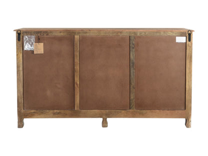 66" Gray Distressed Solid Wood Carved Floral Six Drawer Sideboard with Two Doors HomeRoots