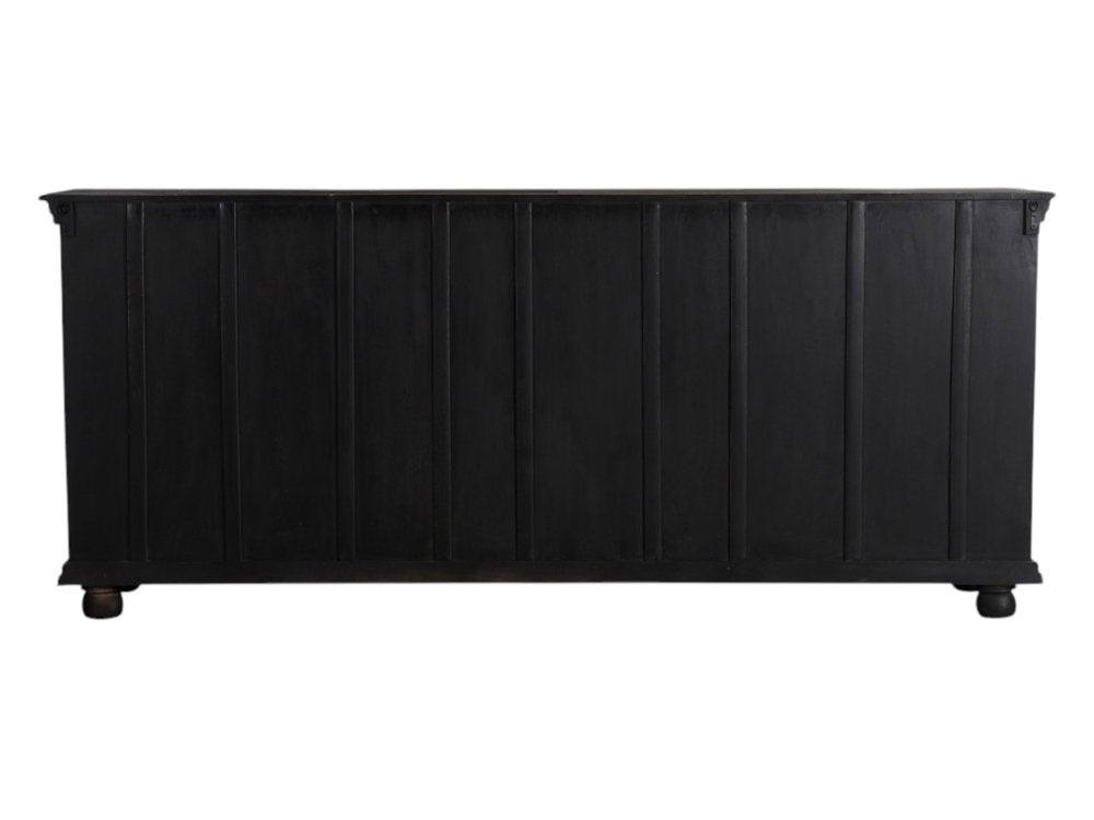 102" Gray Distressed Solid Wood Carved Floral Four Drawer Sideboard With Four Doors HomeRoots