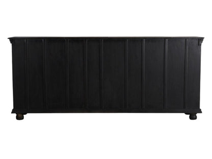 102" Gray Distressed Solid Wood Carved Floral Four Drawer Sideboard With Four Doors HomeRoots