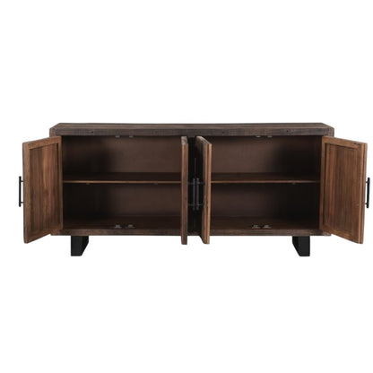 78" Dark Brown Distressed Reclaimed Wood Sideboard With Four Doors HomeRoots