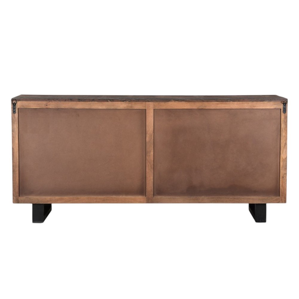78" Dark Brown Distressed Reclaimed Wood Sideboard With Four Doors — view 5
