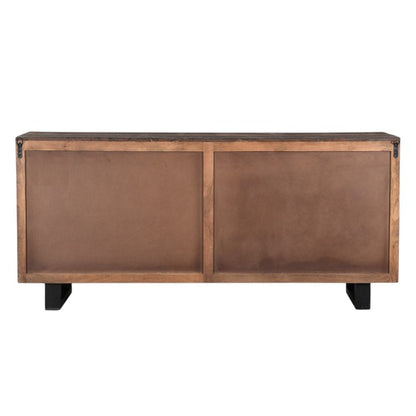 78" Dark Brown Distressed Reclaimed Wood Sideboard With Four Doors HomeRoots
