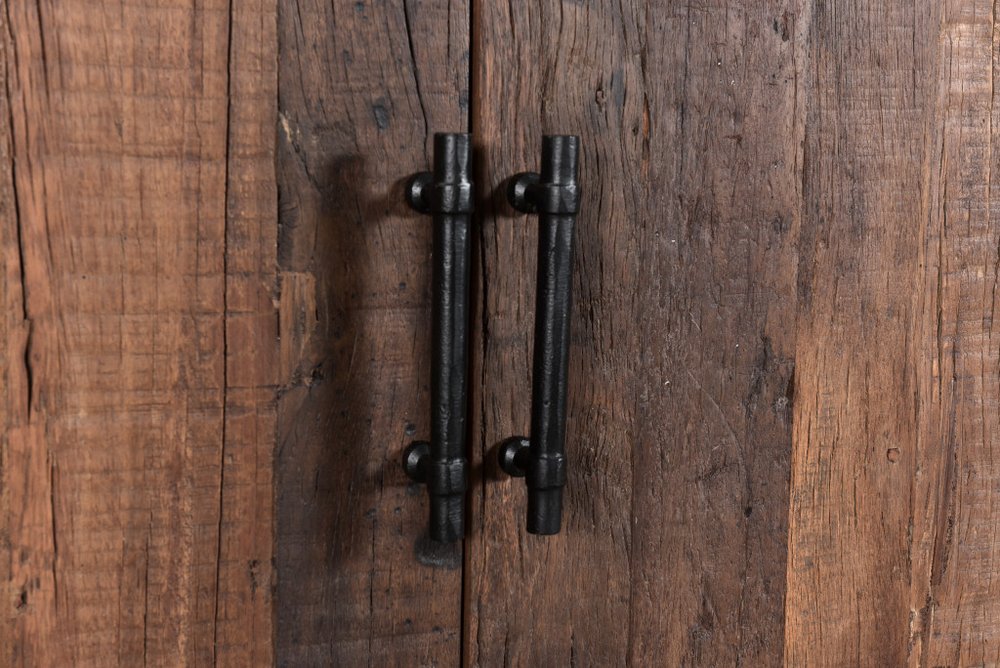 100" Dark Brown Distressed Reclaimed Wood Sideboard with Six Doors HomeRoots