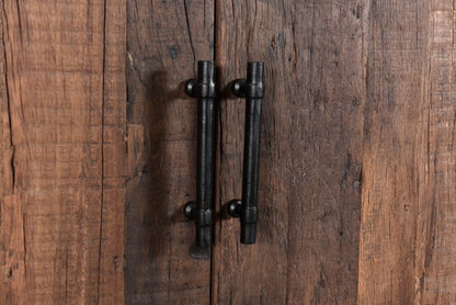 100" Dark Brown Distressed Reclaimed Wood Sideboard with Six Doors HomeRoots