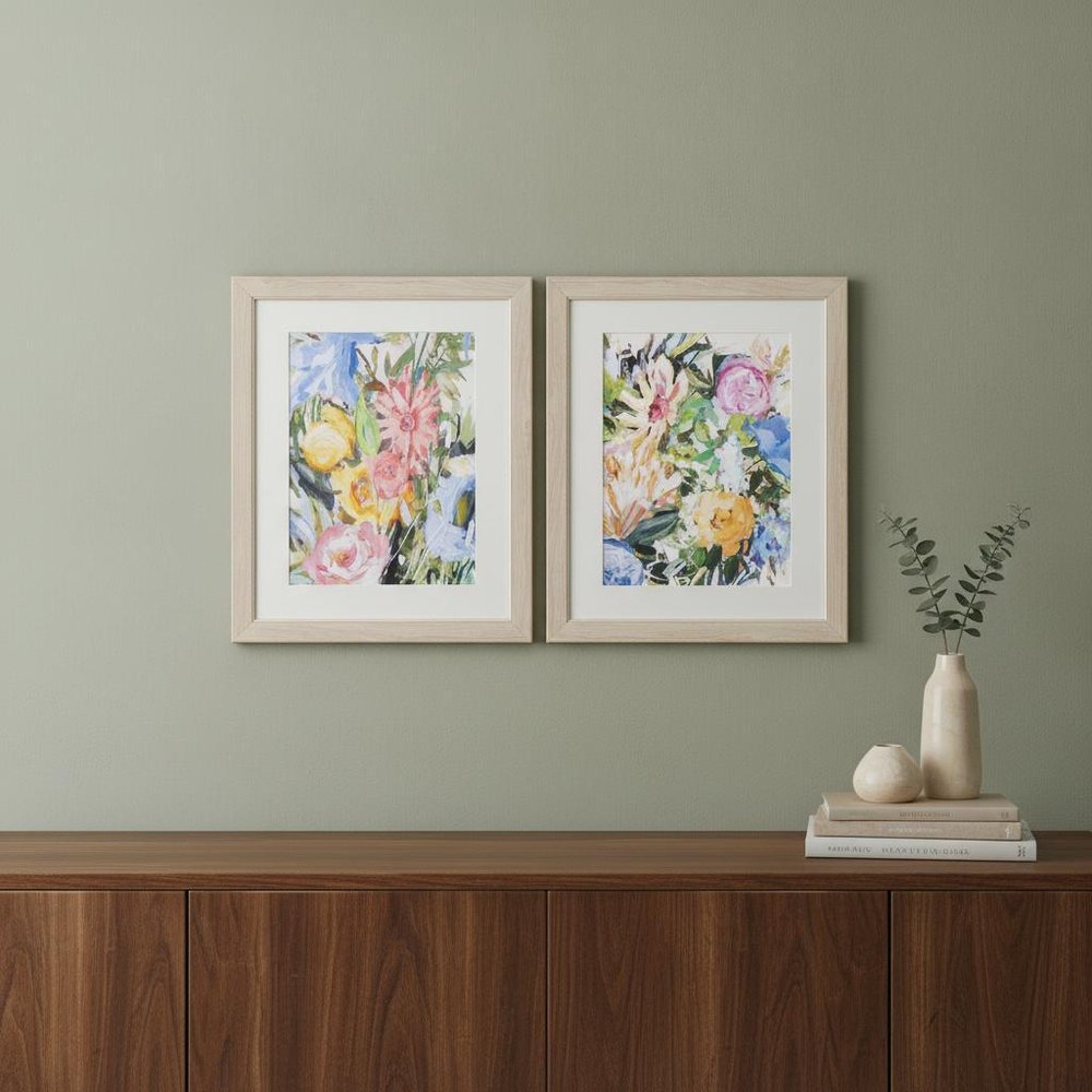Set Of Two Flora Botanic Brown Framed Print Wall Art HomeRoots