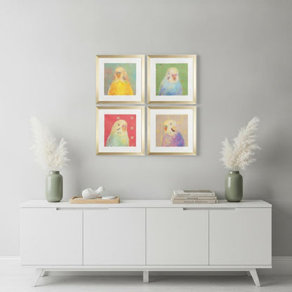 Set Of Four Colorful Bird A S/4 Gold Framed Print Wall Art HomeRoots