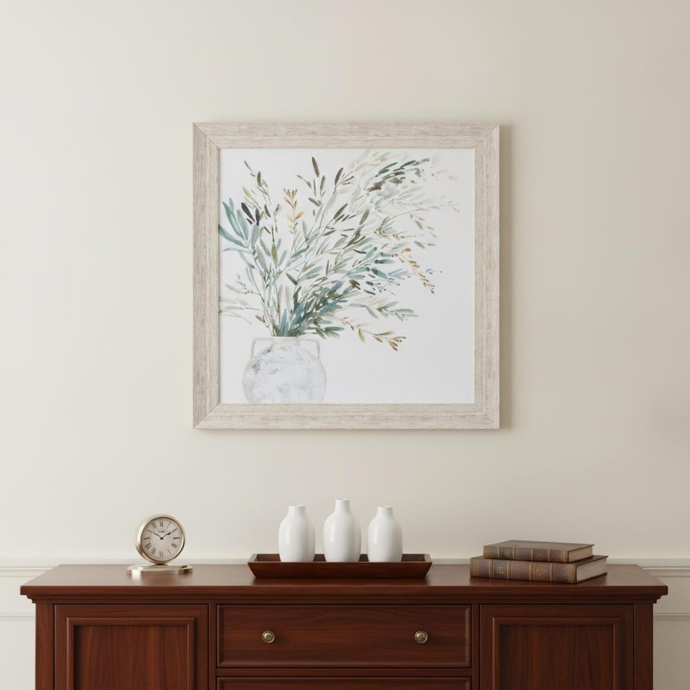 Vase of Grass I White Framed Print Wall Art HomeRoots
