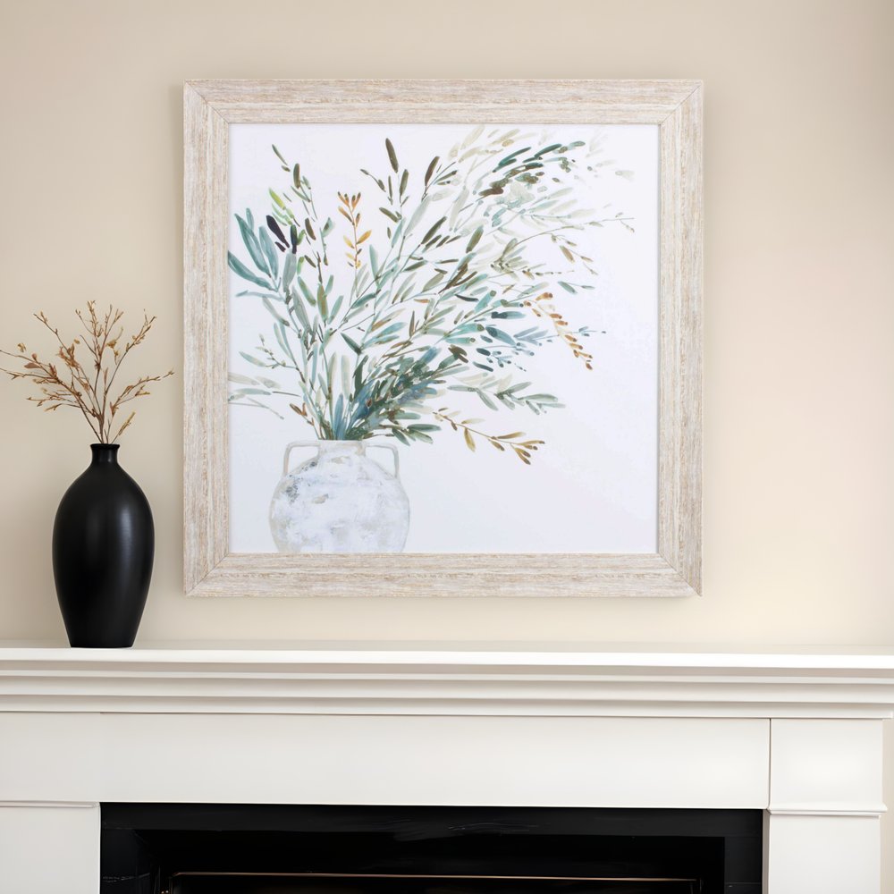 Vase of Grass I White Framed Print Wall Art HomeRoots
