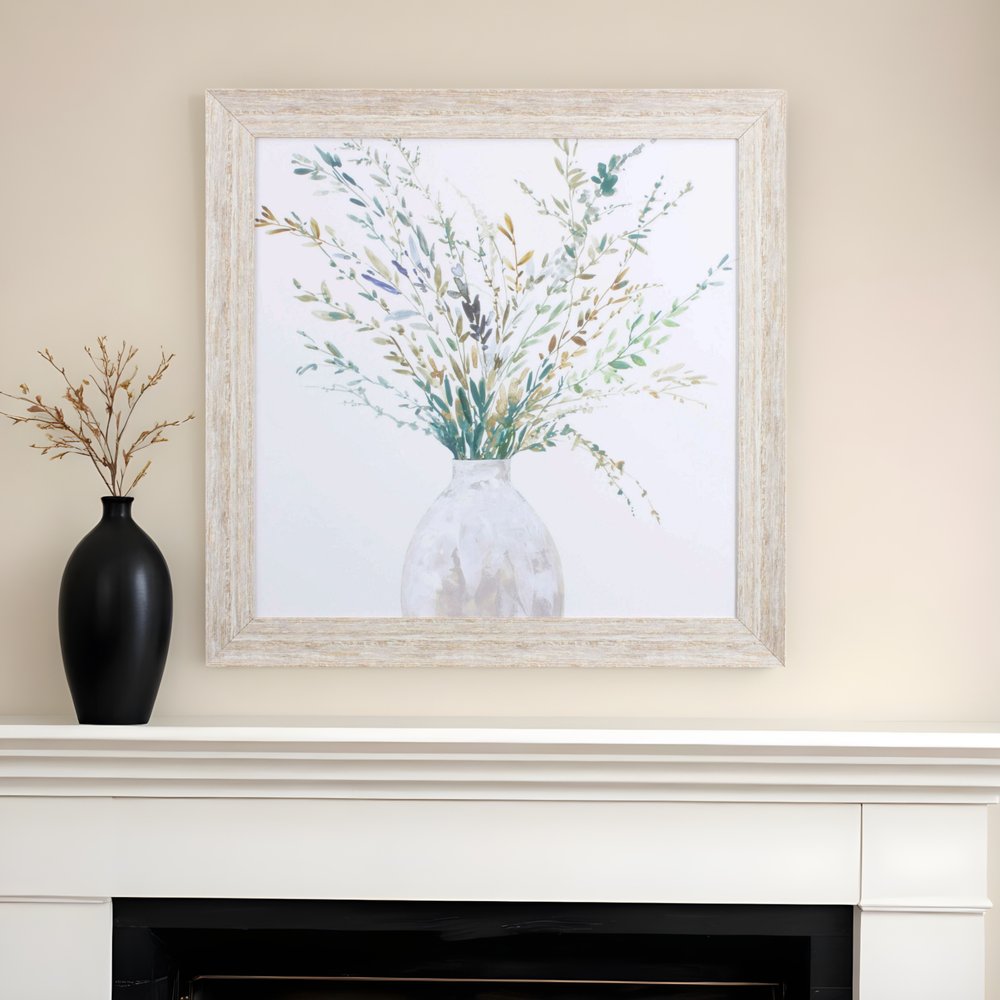 Vase of Grass II White Framed Print Wall Art HomeRoots